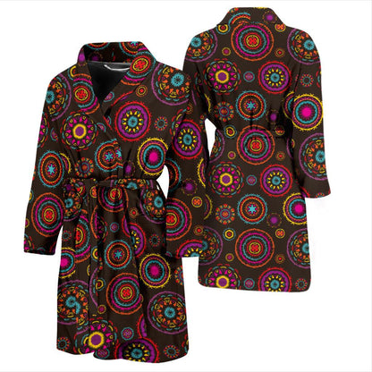 Bohemian Pattern Print Design 01 Men Bathrobe-JORJUNE.COM