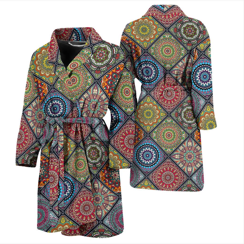 Bohemian Pattern Print Design 05 Men Bathrobe-JORJUNE.COM