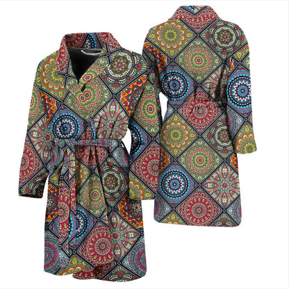 Bohemian Pattern Print Design 05 Men Bathrobe-JORJUNE.COM