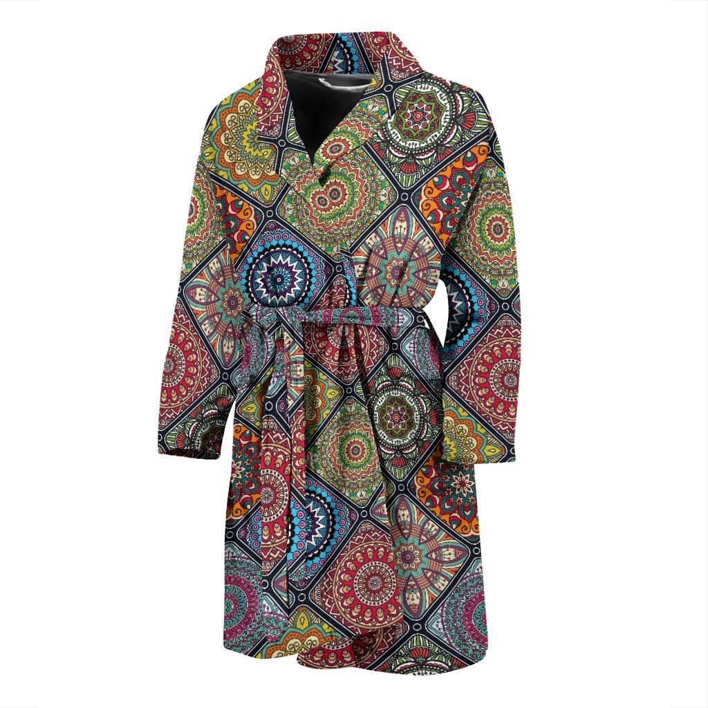 Bohemian Pattern Print Design 05 Men Bathrobe-JORJUNE.COM