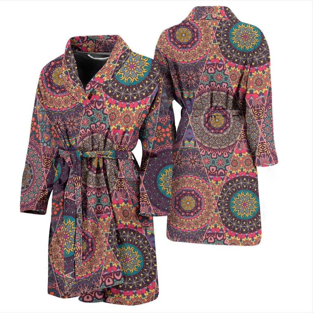 Bohemian Pattern Print Design 07 Men Bathrobe-JORJUNE.COM