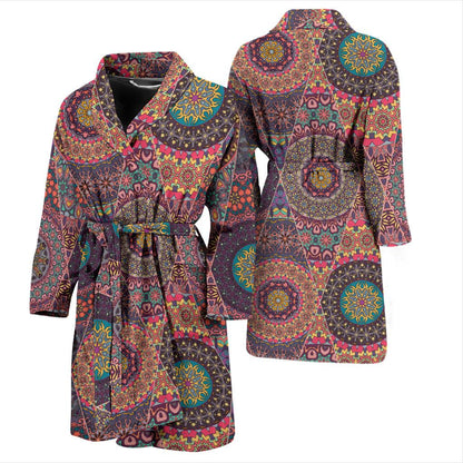 Bohemian Pattern Print Design 07 Men Bathrobe-JORJUNE.COM