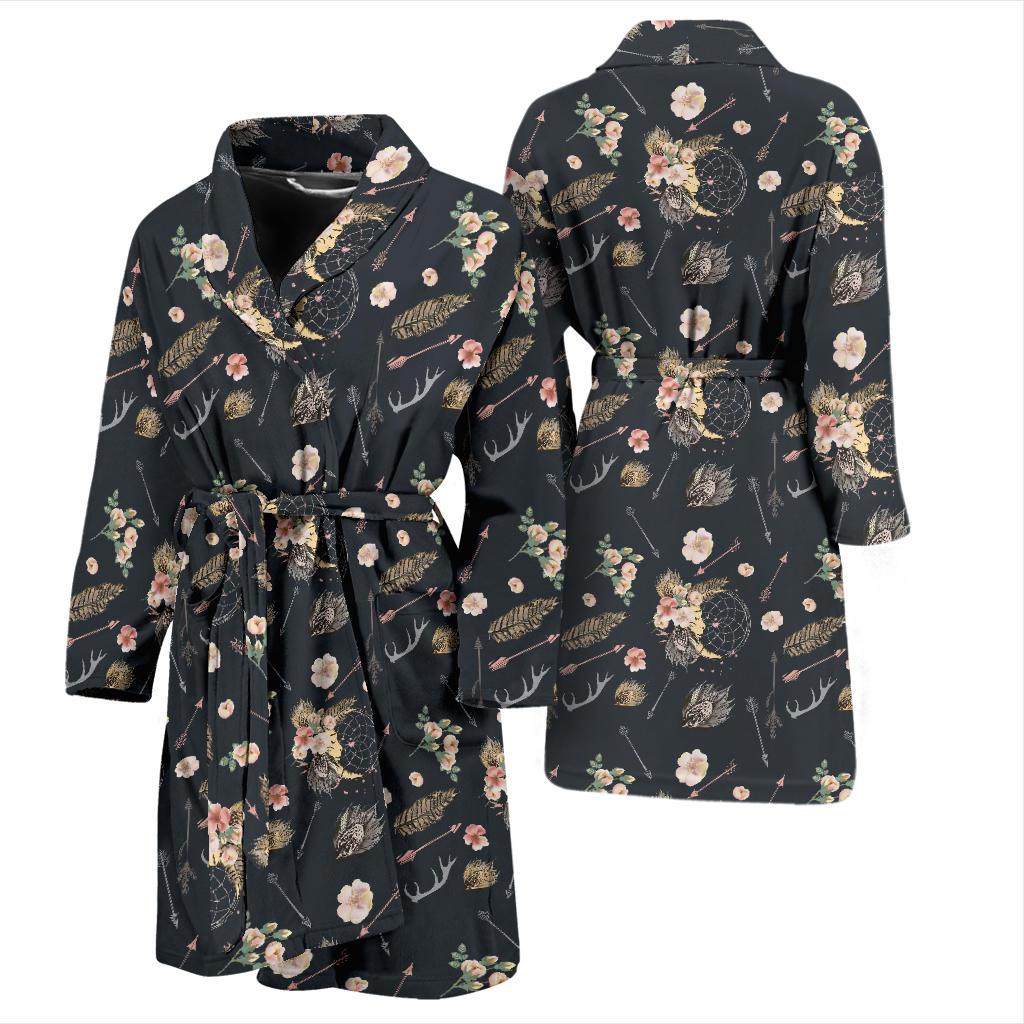 Bohemian Pattern Print Design 09 Men Bathrobe-JORJUNE.COM