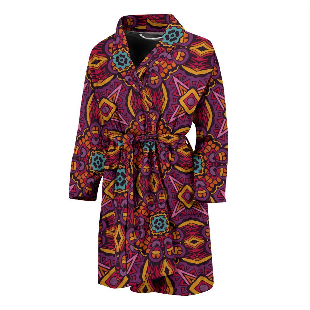 Bohemian Pattern Print Design 10 Men Bathrobe-JORJUNE.COM