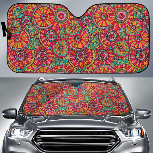 Boho Pattern Print Design 01 Car Sun Shade-JORJUNE.COM