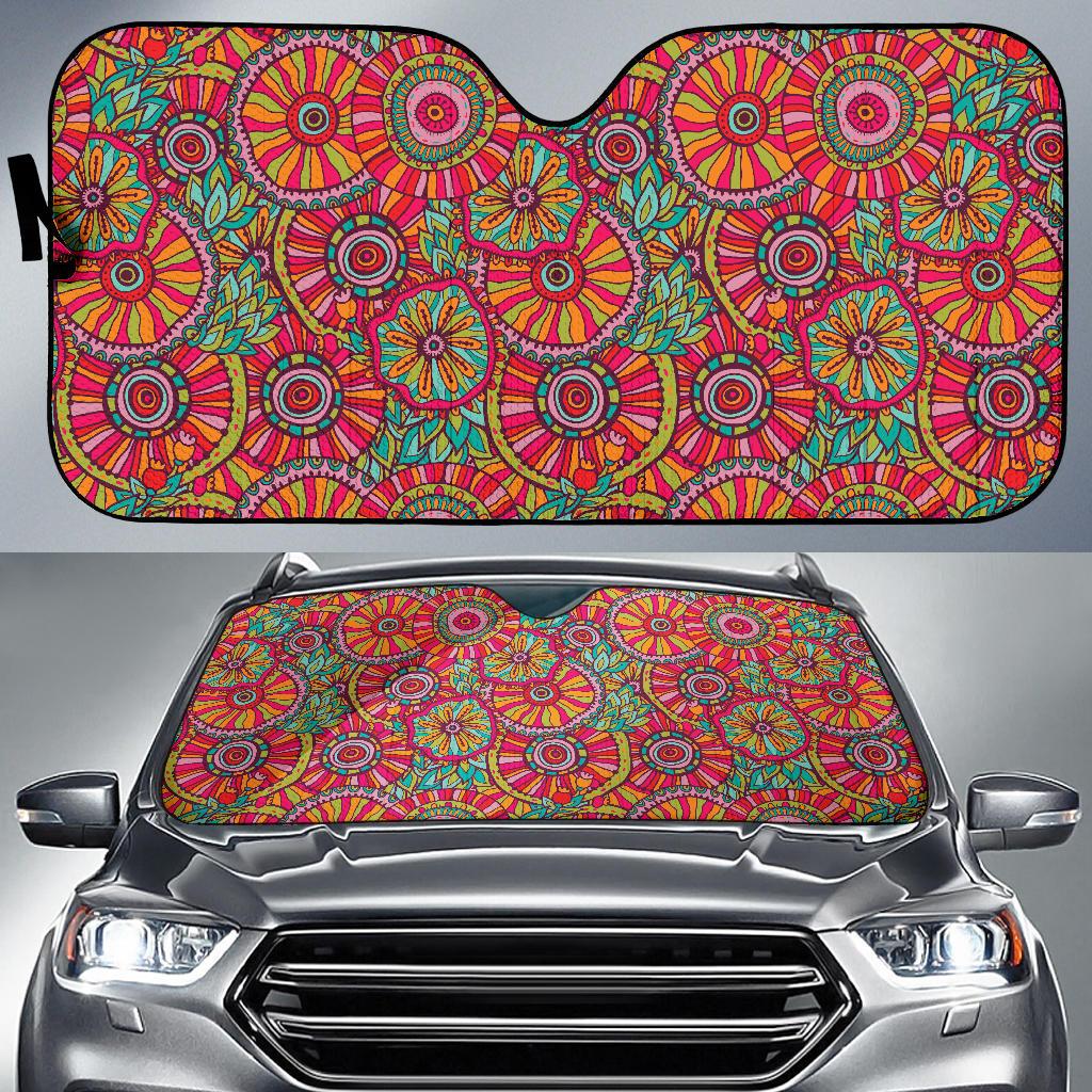 Boho Pattern Print Design 01 Car Sun Shade-JORJUNE.COM