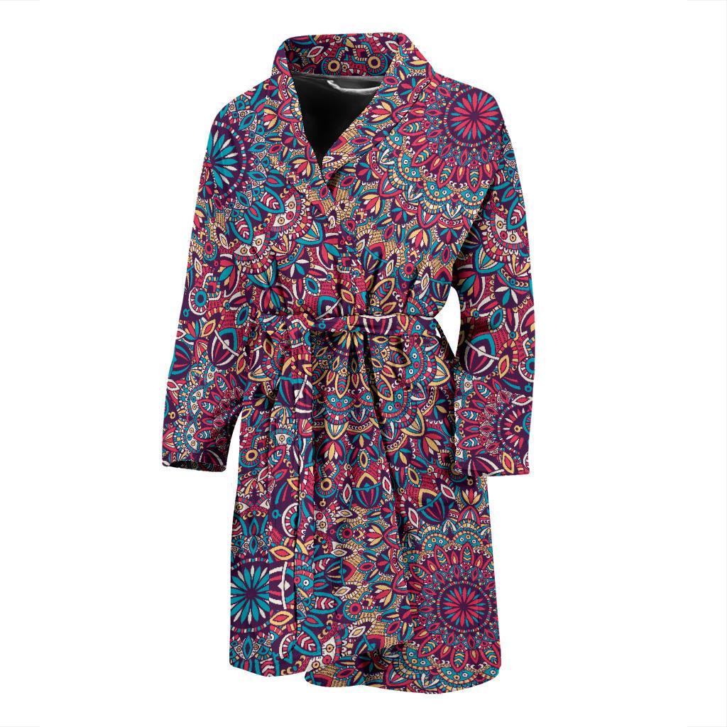 Boho Pattern Print Design 05 Men Bathrobe-JORJUNE.COM