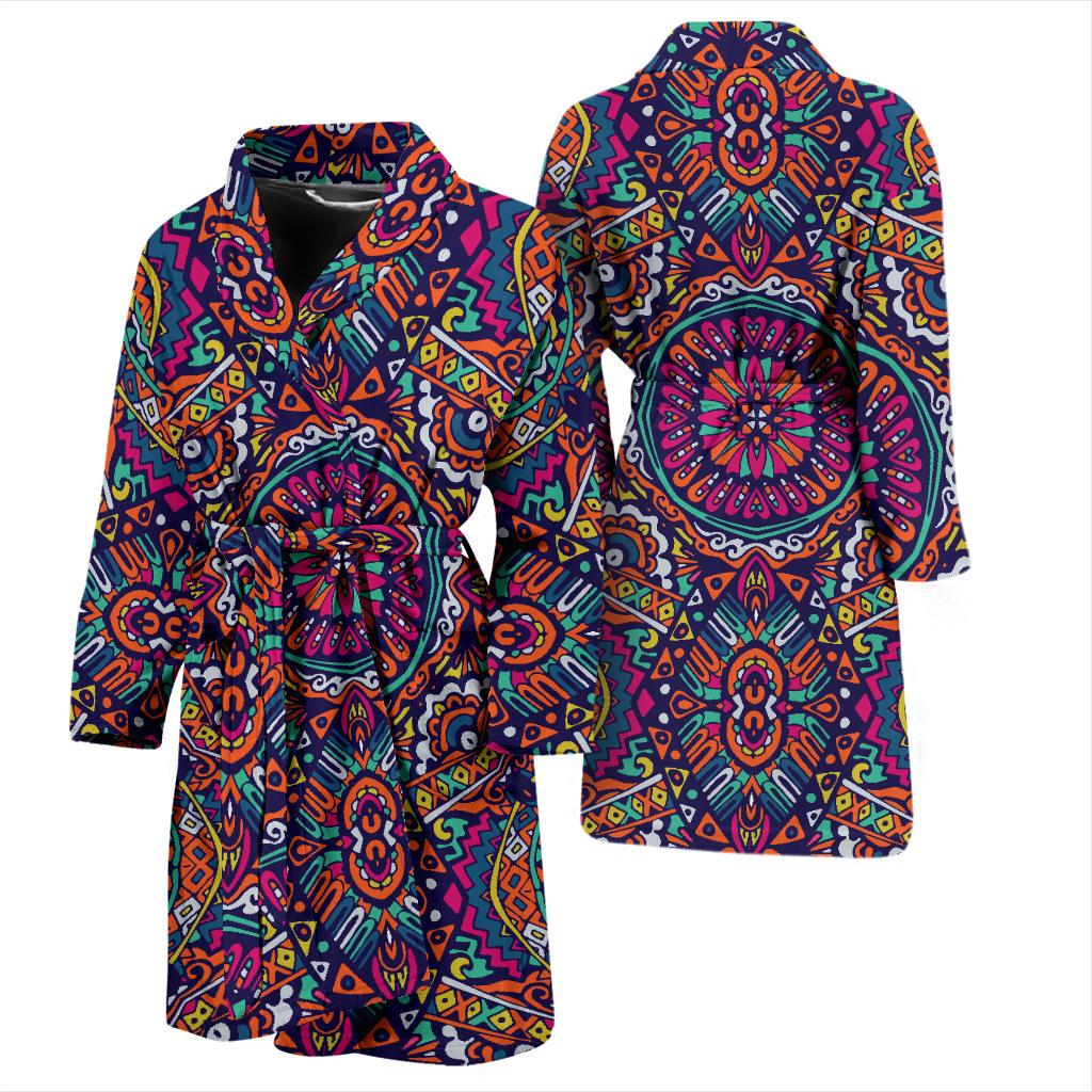 Boho Pattern Print Design 06 Men Bathrobe-JORJUNE.COM
