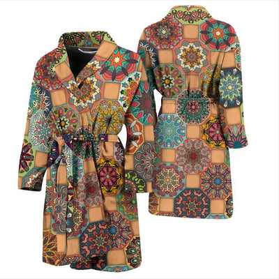 Boho Pattern Print Design 07 Men Bathrobe-JORJUNE.COM