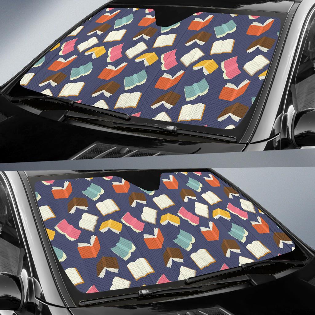 Book Pattern Print Design 01 Car Sun Shade-JORJUNE.COM