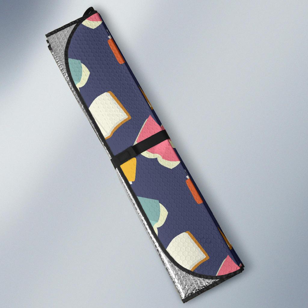 Book Pattern Print Design 01 Car Sun Shade-JORJUNE.COM