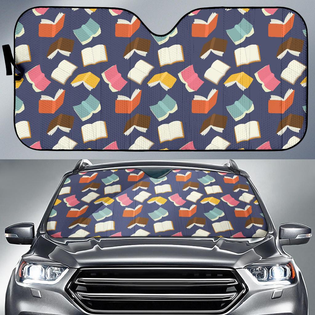 Book Pattern Print Design 01 Car Sun Shade-JORJUNE.COM