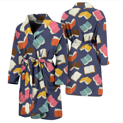 Book Pattern Print Design 01 Men Bathrobe-JORJUNE.COM