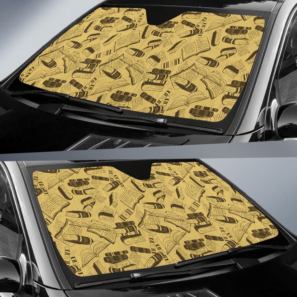 Book Pattern Print Design 02 Car Sun Shade-JORJUNE.COM