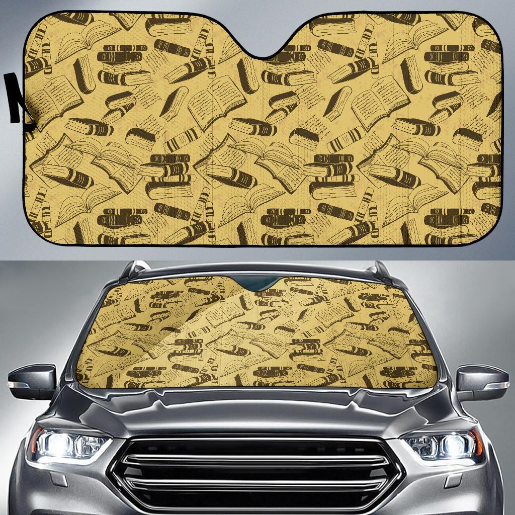 Book Pattern Print Design 02 Car Sun Shade-JORJUNE.COM