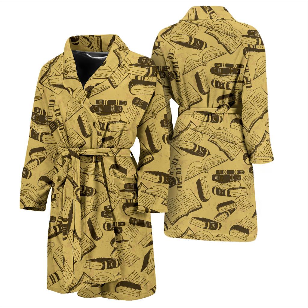 Book Pattern Print Design 02 Men Bathrobe-JORJUNE.COM