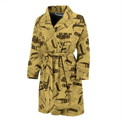 Book Pattern Print Design 02 Men Bathrobe-JORJUNE.COM