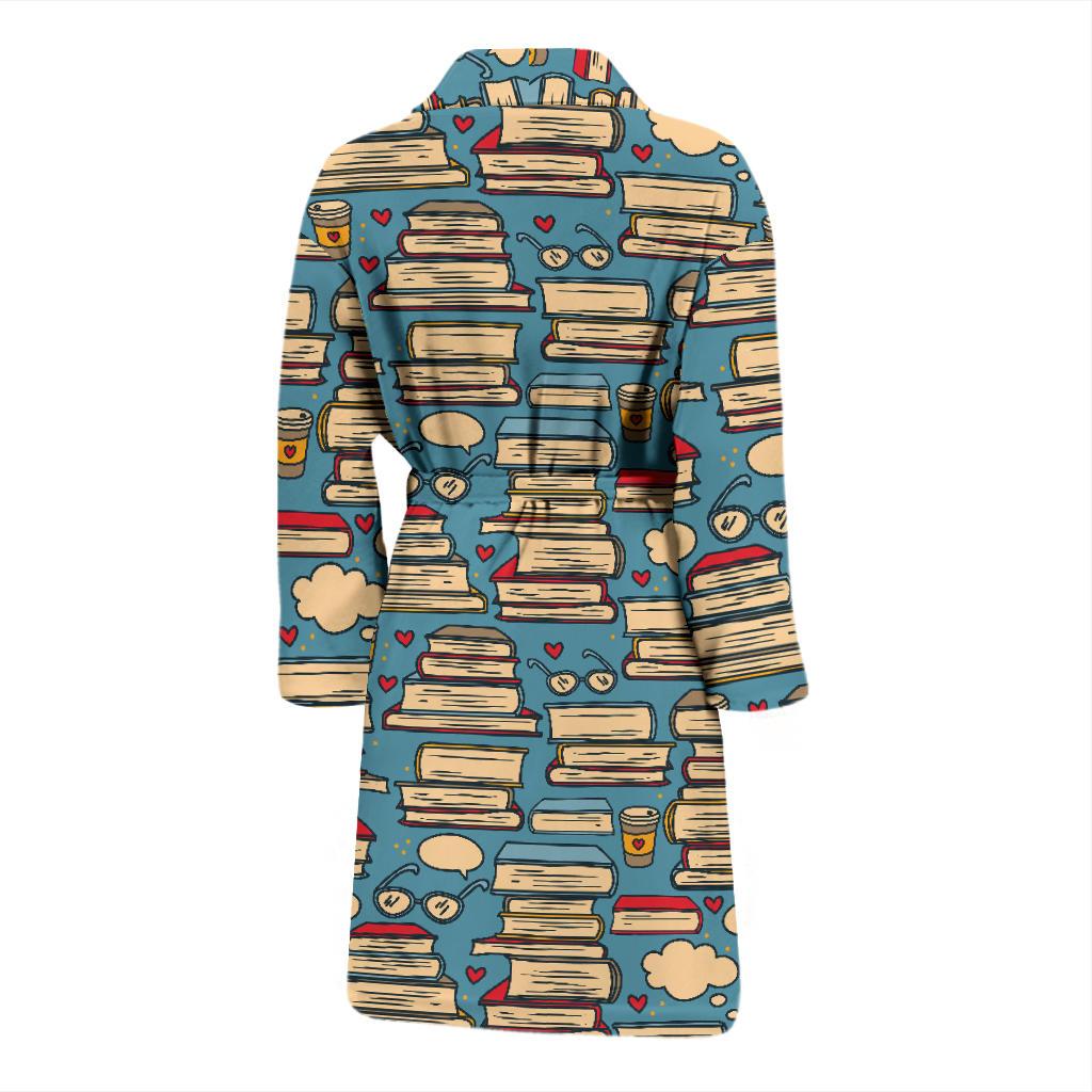 Book Pattern Print Design 03 Men Bathrobe-JORJUNE.COM