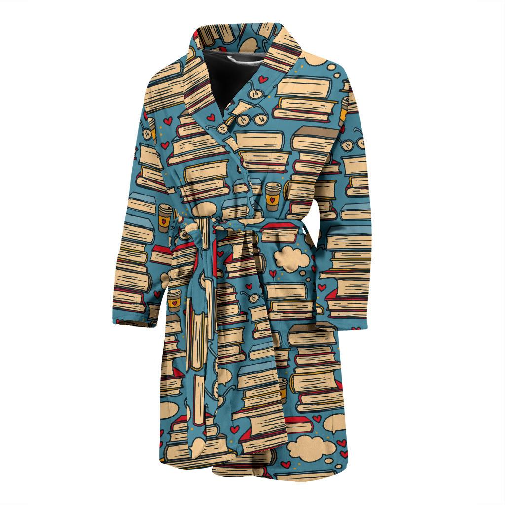 Book Pattern Print Design 03 Men Bathrobe-JORJUNE.COM
