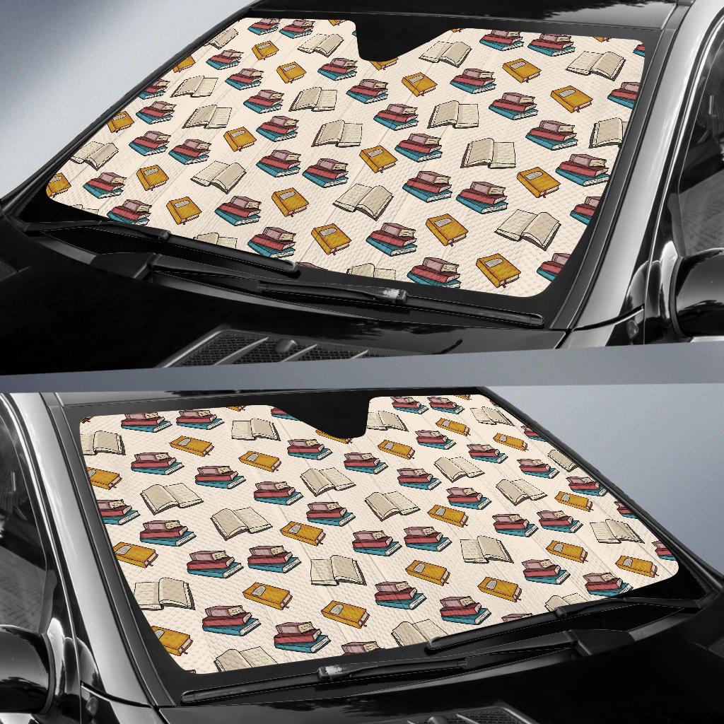 Book Pattern Print Design 04 Car Sun Shade-JORJUNE.COM