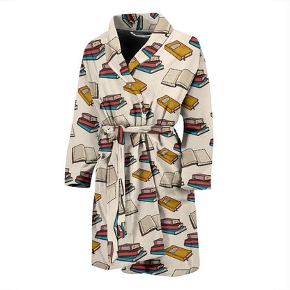 Book Pattern Print Design 04 Men Bathrobe-JORJUNE.COM