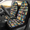 Book Pattern Print Design 05 Car Seat Covers (Set of 2)-JORJUNE.COM