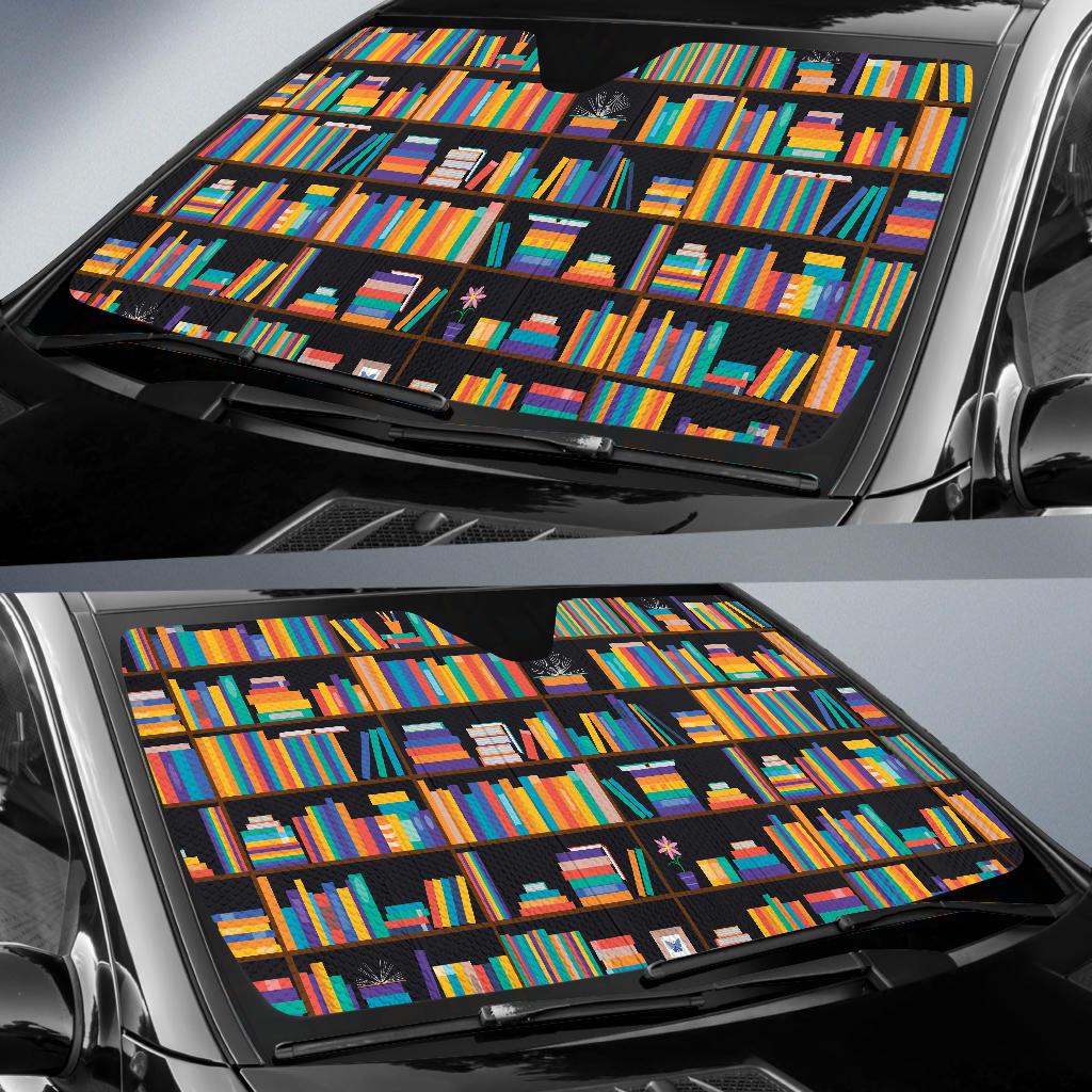 Book Pattern Print Design 05 Car Sun Shade-JORJUNE.COM
