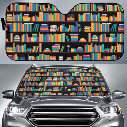Book Pattern Print Design 05 Car Sun Shade-JORJUNE.COM