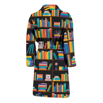 Book Pattern Print Design 05 Men Bathrobe-JORJUNE.COM