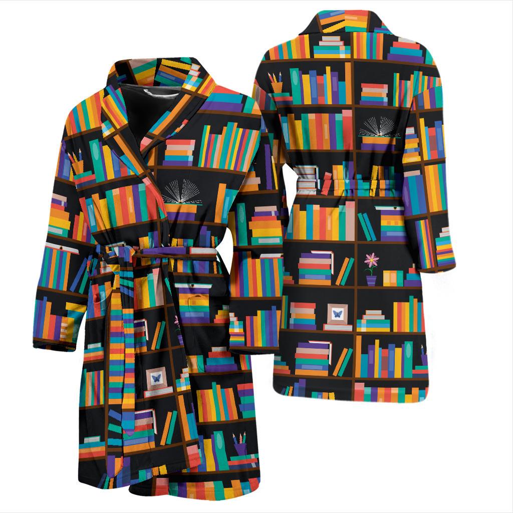 Book Pattern Print Design 05 Men Bathrobe-JORJUNE.COM
