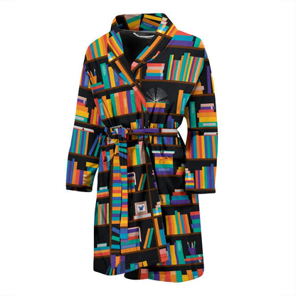 Book Pattern Print Design 05 Men Bathrobe-JORJUNE.COM