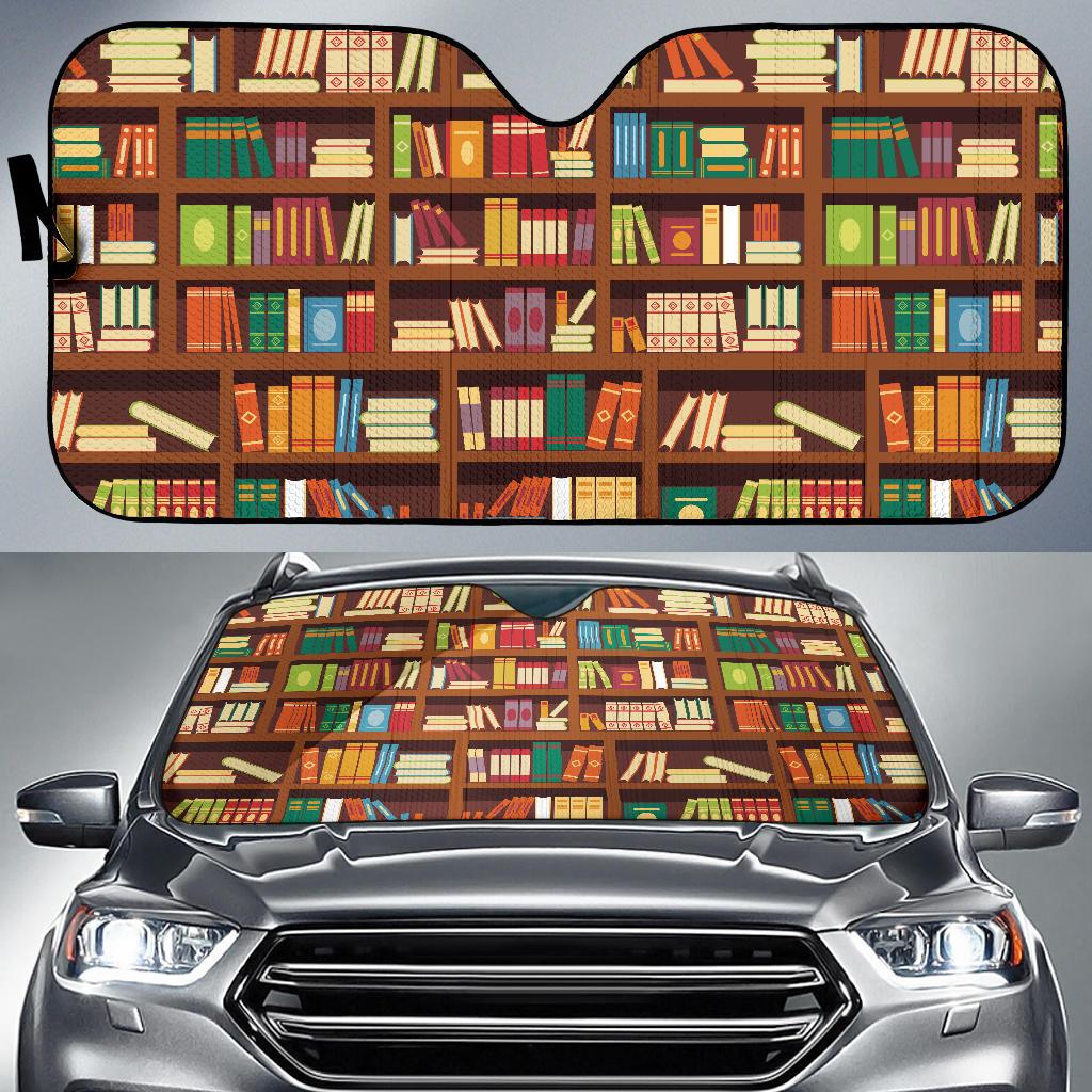 Book Pattern Print Design 06 Car Sun Shade-JORJUNE.COM