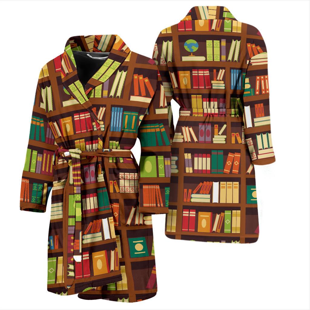 Book Pattern Print Design 06 Men Bathrobe-JORJUNE.COM