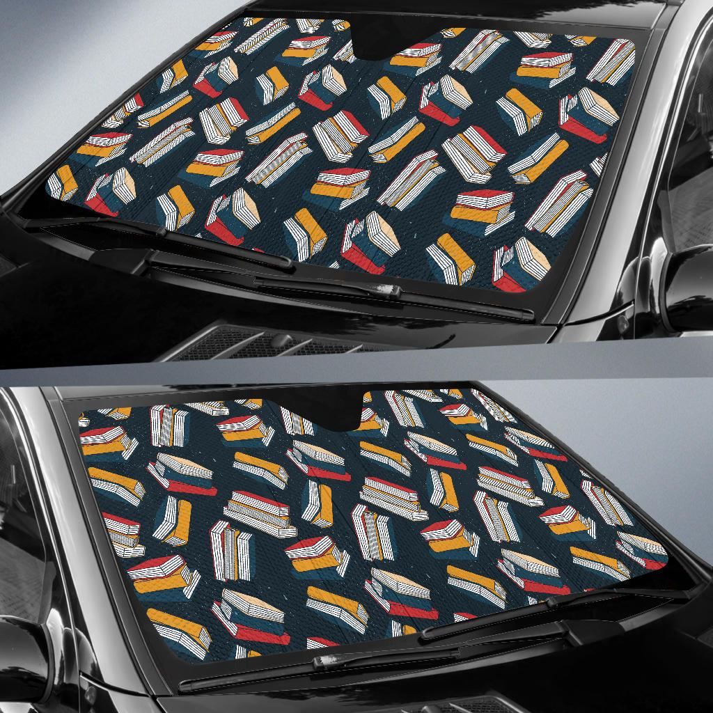 Book Pattern Print Design 07 Car Sun Shade-JORJUNE.COM