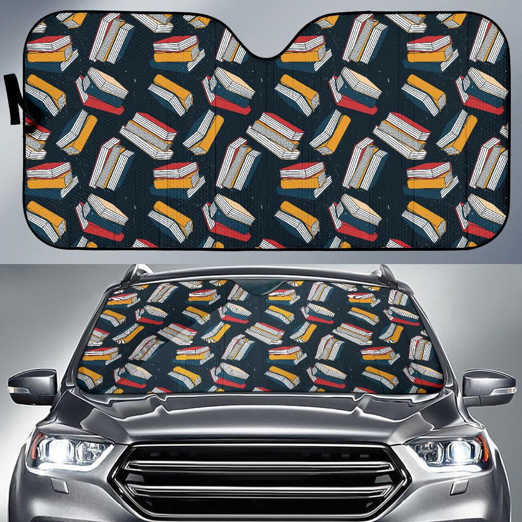 Book Pattern Print Design 07 Car Sun Shade-JORJUNE.COM
