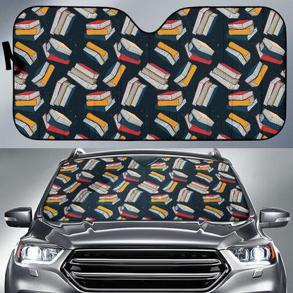 Book Pattern Print Design 07 Car Sun Shade-JORJUNE.COM