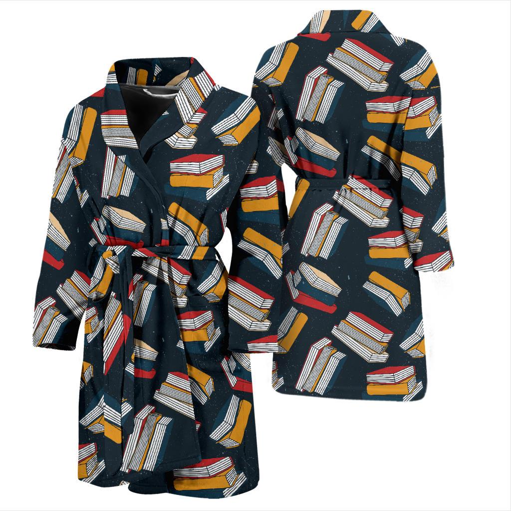 Book Pattern Print Design 07 Men Bathrobe-JORJUNE.COM