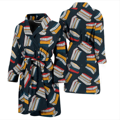 Book Pattern Print Design 07 Men Bathrobe-JORJUNE.COM