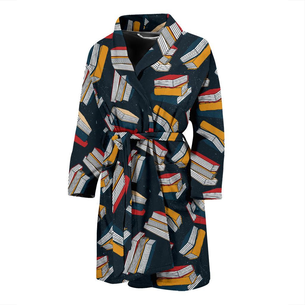 Book Pattern Print Design 07 Men Bathrobe-JORJUNE.COM
