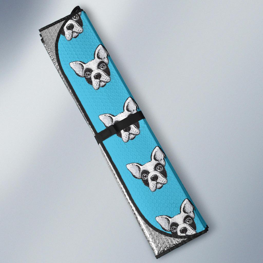 Boston Terrier Pattern Print Design 01 Car Sun Shade-JORJUNE.COM