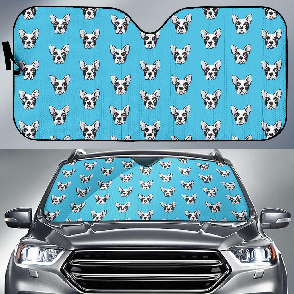 Boston Terrier Pattern Print Design 01 Car Sun Shade-JORJUNE.COM