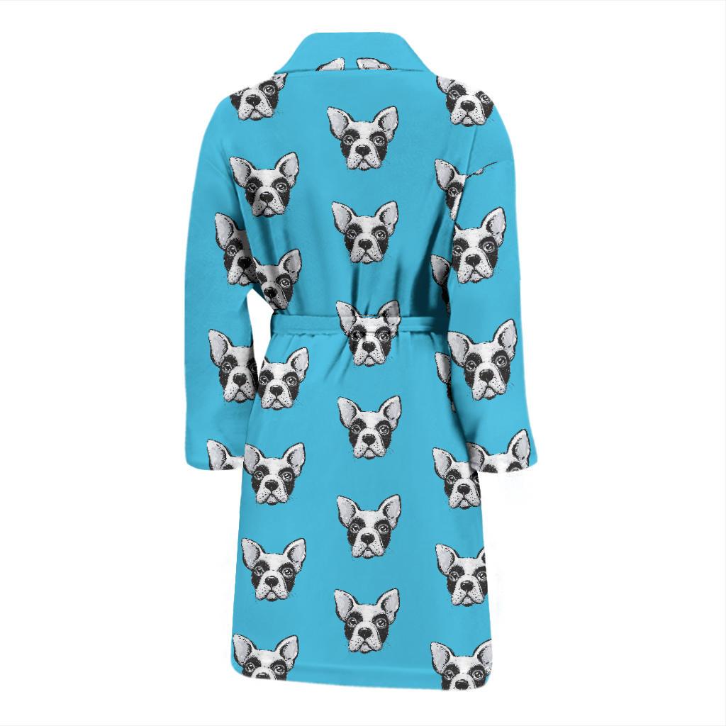 Boston Terrier Pattern Print Design 01 Men Bathrobe-JORJUNE.COM