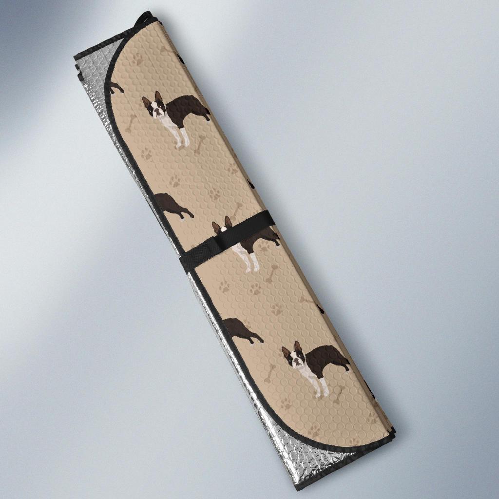 Boston Terrier Pattern Print Design 02 Car Sun Shade-JORJUNE.COM