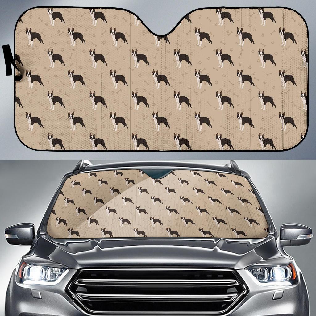 Boston Terrier Pattern Print Design 02 Car Sun Shade-JORJUNE.COM