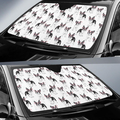 Boston Terrier Pattern Print Design 03 Car Sun Shade-JORJUNE.COM