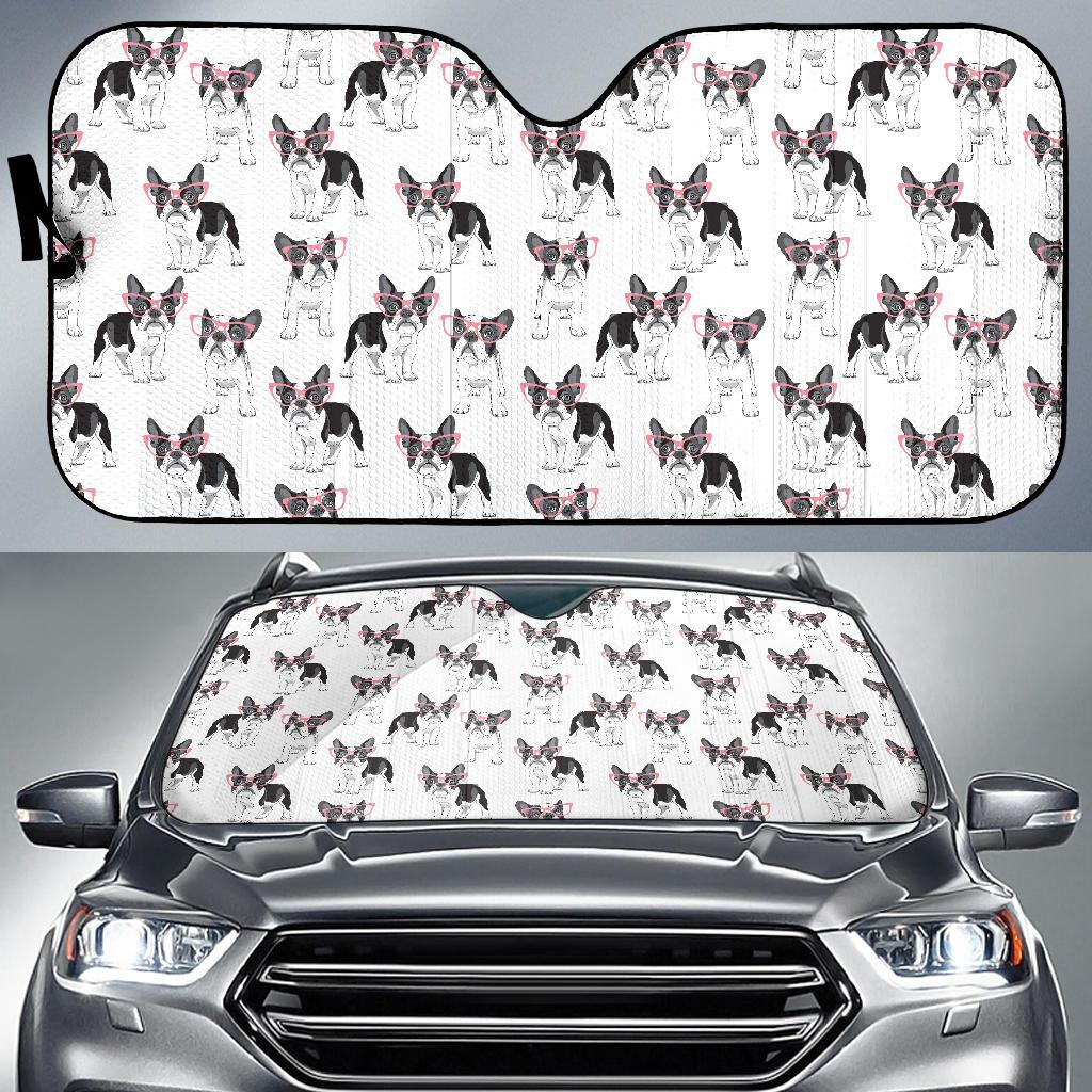 Boston Terrier Pattern Print Design 03 Car Sun Shade-JORJUNE.COM