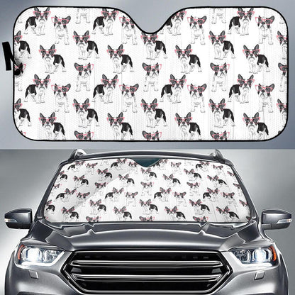 Boston Terrier Pattern Print Design 03 Car Sun Shade-JORJUNE.COM