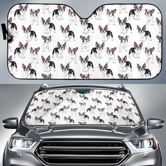 Boston Terrier Pattern Print Design 03 Car Sun Shade-JORJUNE.COM