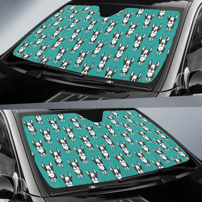Boston Terrier Pattern Print Design 04 Car Sun Shade-JORJUNE.COM