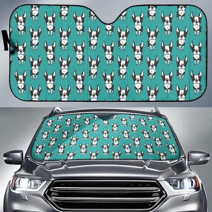 Boston Terrier Pattern Print Design 04 Car Sun Shade-JORJUNE.COM